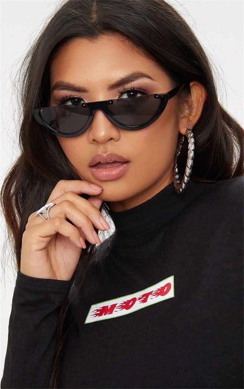 GIFIORE Retro Cat Eye Sunglasses for Women Vintage Half Round Frame Cateye Sun Glasses (Leopard Print Frame Brown Lense) - Image 3